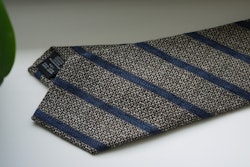 Regimental Cotton/Silk Tie - Beige/Navy Blue