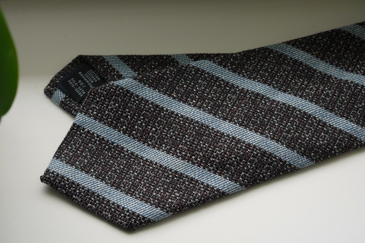 Regimental Cotton/Silk Tie - Brown/Light Blue