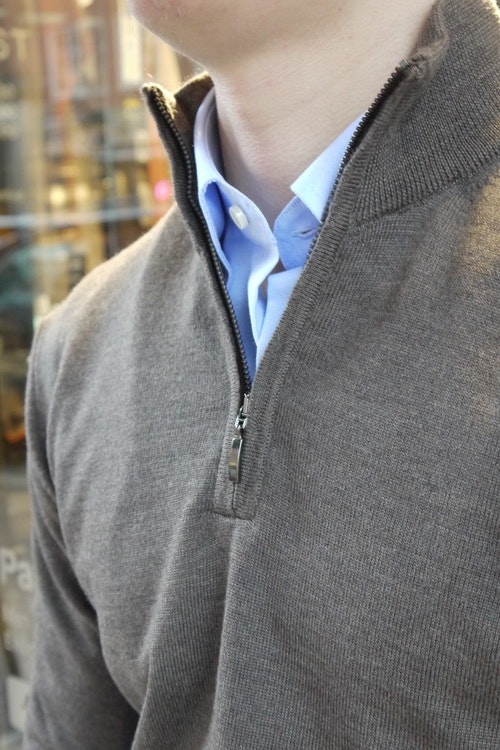 Halfzip Merino Pullover - Brown