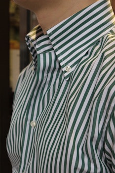 Bengal Stripe Poplin Shirt - Button Down - Green/White