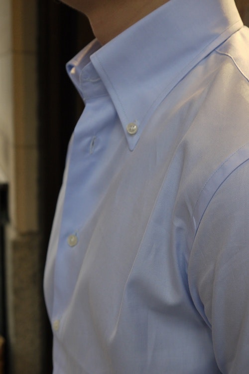 Enfärgad Twillskjorta - Button Down - Ljusblå