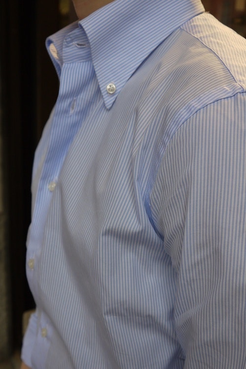 Bengal Stripe Twill Shirt - Button Down - Light Blue/White