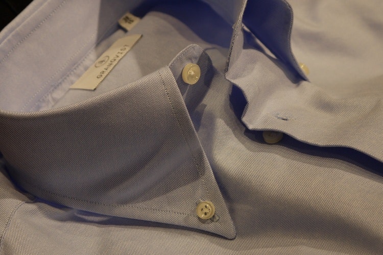 Enfärgad Pinpoint Oxfordskjorta - Button Down - Ljusblå