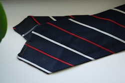Regimental Silk Grenadine Tie - Untipped - Navy Blue/Red/White