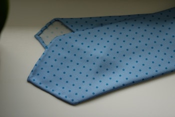 Pindot Printed Silk Tie - Untipped - Light Blue/Navy Blue