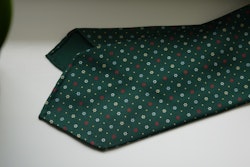Small Floral Printed Silk Tie - Untipped - Green/Yellow/Light Blue/Red