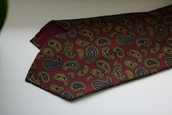 Paisley Ancient Madder Silk Tie - Untipped - Burgundy/Green/Mustard/Navy Blue