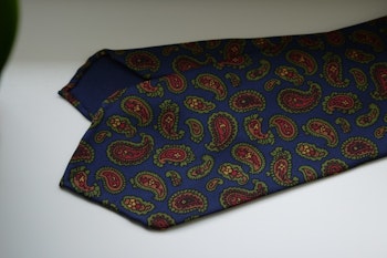 Paisley Ancient Madder Silk Tie - Untipped - Navy Blue/Green/Burgundy/Rust