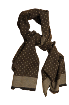 Polka Dot Wool/Silk Scarf - Brown/Beige