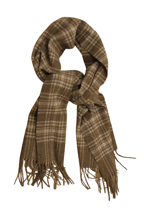 Plaid Wool Scarf - Beige