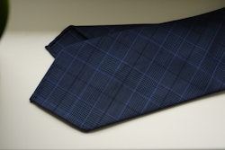 Glencheck Light Wool Tie - Untipped - Navy Blue/Light Blue