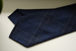 Glencheck Wool Tie - Untipped - Navy Blue/Mid Blue