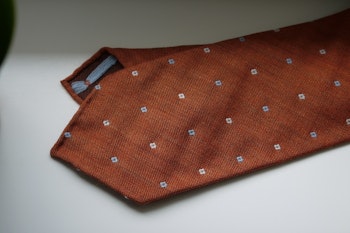 Floral Wool Tie - Untipped - Orange/White/Light Blue