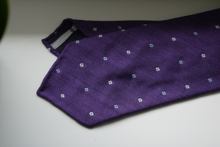 Floral Wool Tie - Untipped - Purple/White/Light Blue
