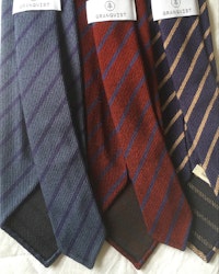 Wool/Silk Regimental Tie - Untipped - Navy Blue/Beige