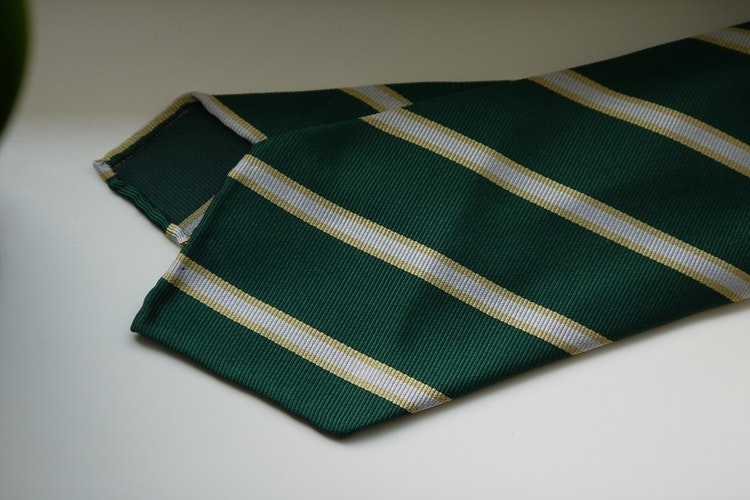 Regimental Silk Tie - Untipped - Green/White/Gold