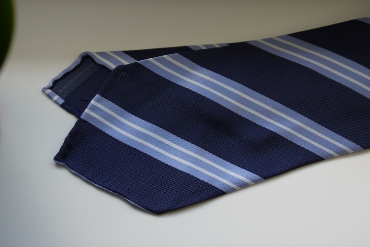 Regimental Silk Tie - Untipped - Navy Blue/Light Blue