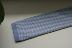 Semi Solid Knitted Cotton Tie - Light Blue/White