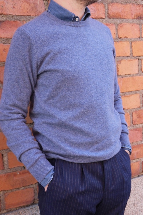 Crewneck Cashmere Pullover - Light Blue