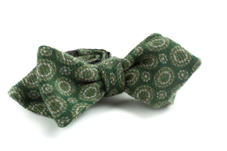 Medallion Wool Bow Tie - Green