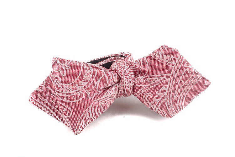Paisley Silk Bow Tie - Red/White