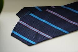 Regimental Silk Grenadine Tie - Untipped - Navy Blue/Cobolt/Pink