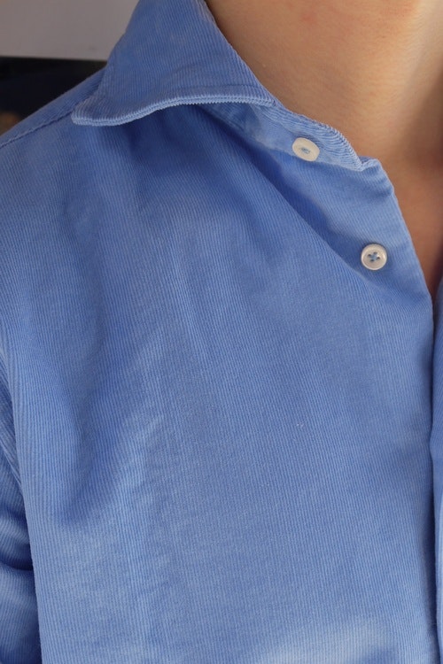 Babycord Skjorta - Cutaway - Ljusblå