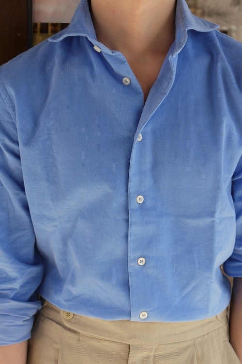 Babycord Skjorta - Cutaway - Ljusblå