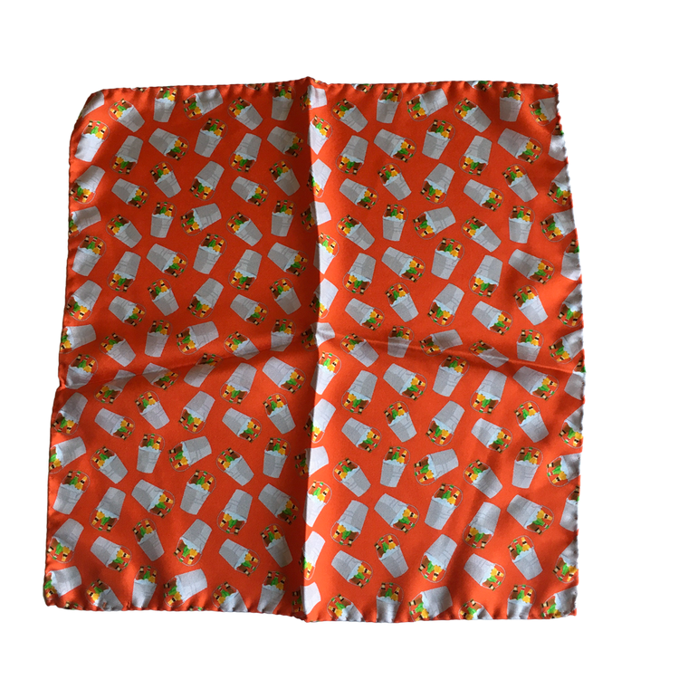 Bucket Silk Pocket Square - Orange