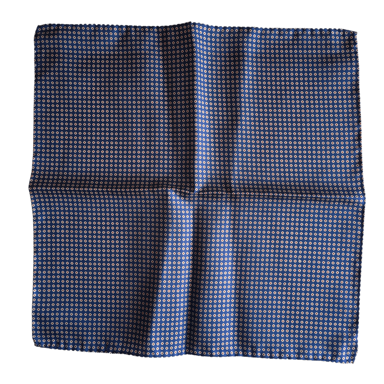 Floral Silk Pocket Square - Light Blue/Burgundy/Navy Blue