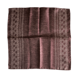 Border/Pin Dot Silk Pocket Square - Brown//Purple/White