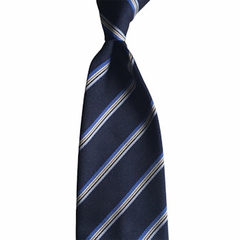 Regimental Rep Silk Tie - Untipped - Navy Blue/Light Blue/White