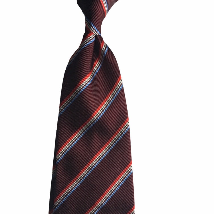 Regimental Rep Silk Tie - Untipped - Burgundy/Light Blue/White/Red