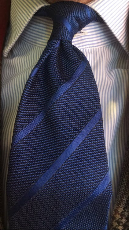 Regimental Silk Grenadine Tie - Untipped - Mid Blue