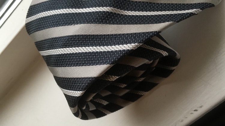 Regimental Silk Garza Tie - Untipped - Dark Grey/Light Grey