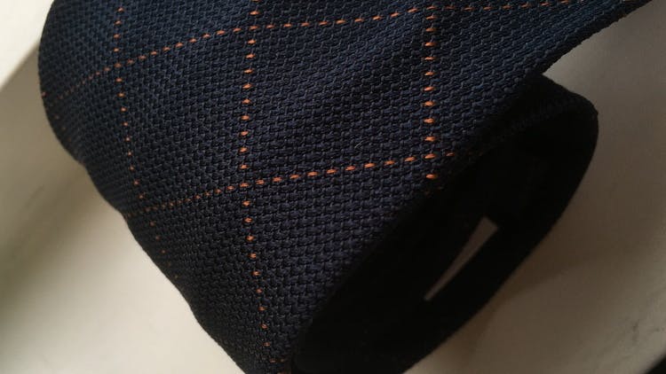 Check Silk Grenadine Tie - Untipped - Navy/Rust