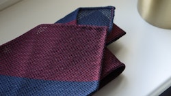 Blockstripe Silk Grenadine Tie - Untipped - Burgundy/Navy Blue