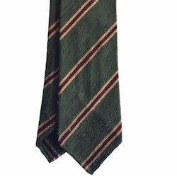 Regimental Shantung Tie - Untipped - Green/Yellow/Burgundy