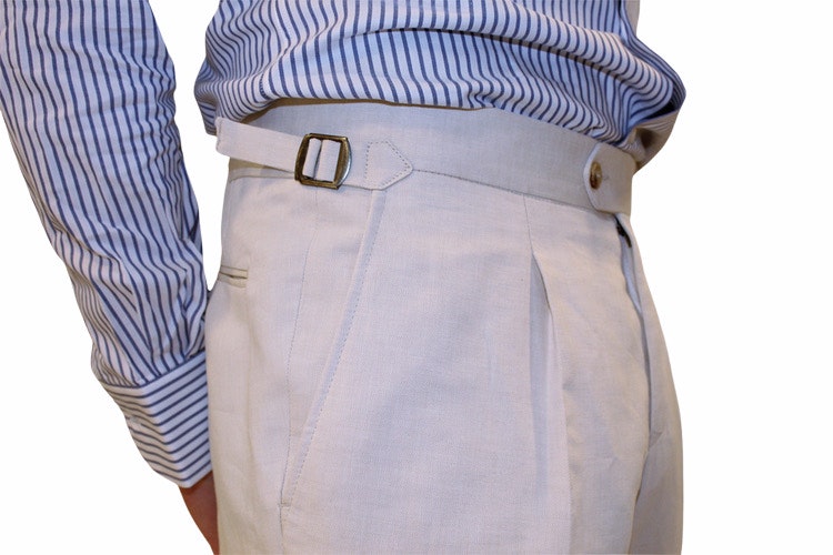Solid Linen/Cotton Trousers - High Waist - Ecru