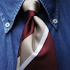 Regimental Silk Tie - Burgundy/Beige/White