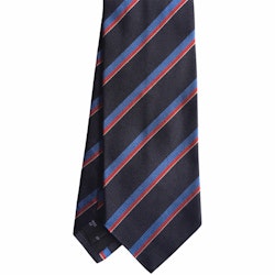 Regimental Rep Silk Tie - Navy Blue/Light Blue/Red/White