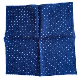 Polka Dot Linen Pocket Square - Navy Blue/White (36x36)