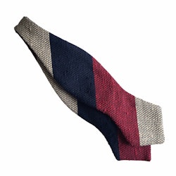 Blockstripe Shantung Grenadine Diamond Bow Tie - Navy Blue/Burgundy/Beige