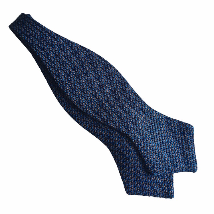 Semi Solid Grenadine Diamond Bow Tie - Mid Blue/Orange