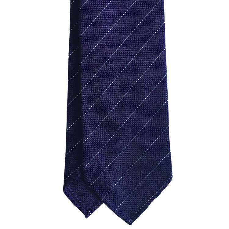 Regimental Silk Grenadine Tie - Untipped - Purple/White