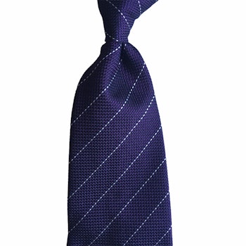 Regimental Silk Grenadine Tie - Untipped - Purple/White