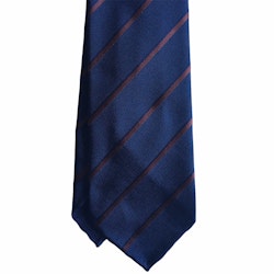 Regimental Silk Tie - Untipped - Navy Blue/Brown