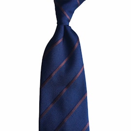 Regimental Silk Tie - Untipped - Navy Blue/Brown