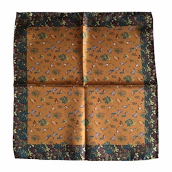 Animals Silk Pocket Square - Orange/Brown/Green
