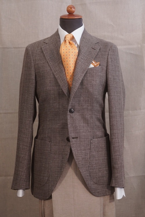 Semi Solid Wool/Linen Jacket - Unconstructed - Brown